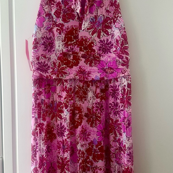NWTLilly Pulitzer Wyota Halter Maxi Dress–Pink Floral-Beach Vacation Resort Wear - Picture 8 of 9